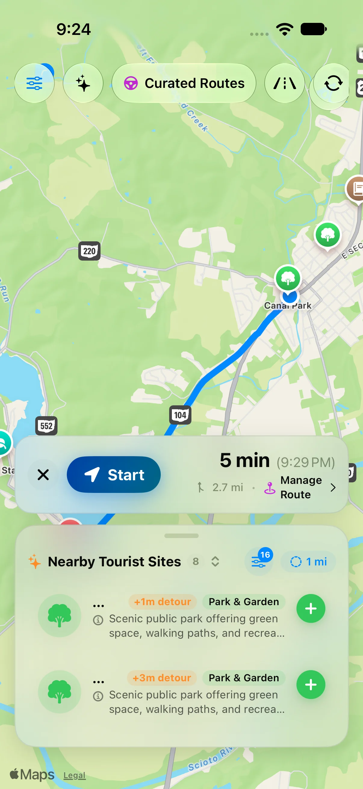 Preview route to Lake White State Park